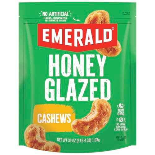 Emerald Honey Glazed Cashews (1-Pack) | 36oz Resealable Bulk Bag | Kosher Dairy Certified, Non-GMO | Contains No Artificial Preservatives, Flavors or Synthetic Colors - Image 1
