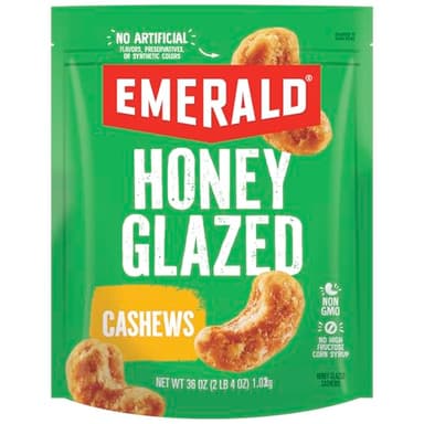 Emerald Honey Glazed Cashews (1-Pack) | 36oz Resealable Bulk Bag | Kosher Dairy Certified, Non-GMO | Contains No Artificial Preservatives, Flavors or Synthetic Colors - Image 1