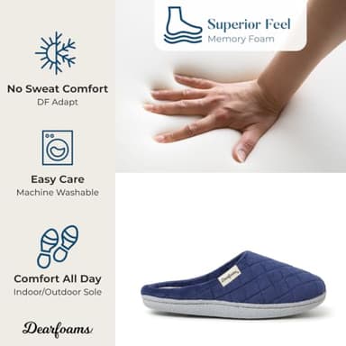 Dearfoams Women's Velour Clog Slipper, Peacoat, Large - Image 5