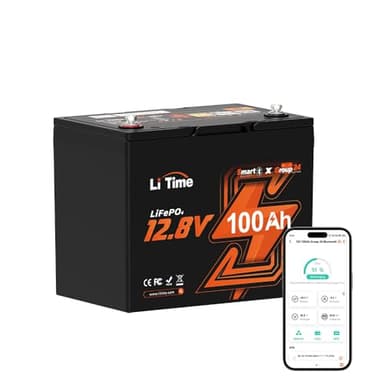 LiTime 12V 100Ah Group 24 Bluetooth LiFePO4 Battery, Deep Cycle Lithium Battery, Built-in 100A BMS with Low-Temp Protection, Max. 15000 Cycles, Perfect for RV, Solar System, Trolling Motors etc. - Image 1