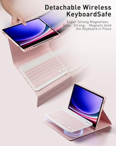 TUNKARMOR Case Keyboard for Samsung Galaxy Tab S10+ Plus / S9 FE+ Plus / S9+ Plus / S8+ Plus / S7 FE / S7+ Plus 12.4inch - Mouse and Magnetic Keyboard, Slim Case with S Pen Holder - Image 5