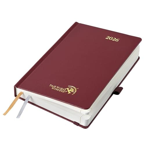 POPRUN 2026 Daily Planner One Page Per Day A5 Size Calendar (5.75" x 8.5") - 12 Months Hourly Appointment Book with Hardcover, Pocket, Pen Holder - Burgundy - Image 1
