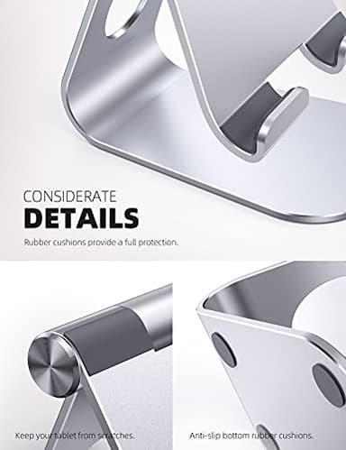 Lamicall Tablet Stand, Adjustable Tablet Holder - Desktop Stand Dock Holder Compatible with 4-13" Tablets Such as iPad Pro 11, 9.7, 10.5, 12.9 Air Mini, Kindle, Tab, iPhone Air 17 Pro Max, Silver - Image 6