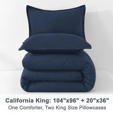 Litanika California King Comforter Set Navy Blue - 3 Pieces Cal King Lightweight Soft Plain Bed Comforter, Oversized Down Alternative Bedding Set - Machine Washable (104x96In, 2 Pillowcases) - Image 9