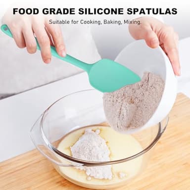 NileHome Silicone Spatula Set, 6 Pcs Food Grade Kitchen Utensils with Silicone Brush Heat Resistant Dishwasher Safe BPA-Free Rubber Spatula for Scraping, Baking, Cooking, Mixing, Turquoise - Image 6