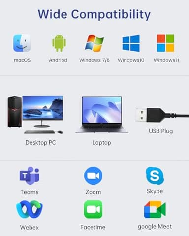 Masajoy USB Headset with Microphone for PC, Wired Headphones with Mic USB Headset with Noise Cancelling Microphone, Computer Headsets with Microphone for Home Office Online Class Teams Skype（Black） - Image 7