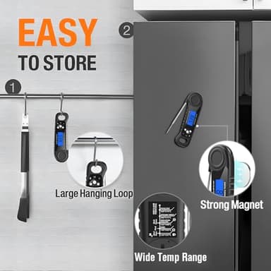 AMMZO Meat Thermometer Digital, Instant Read Food Thermometer for Cooking Deep Fry BBQ Oven Grill Smoker Roast and Candy Thermometer, Camping & Kitchen Essentials, Gifts for Men Women - Image 6