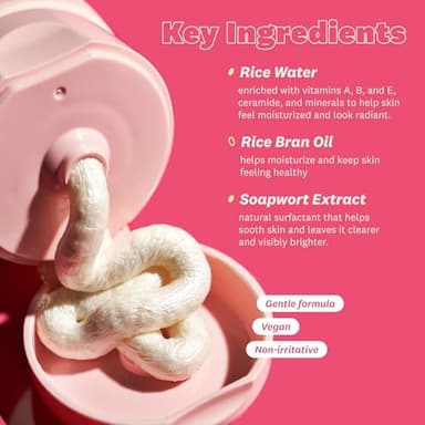 The Face Shop Rice Water Bright Foaming Facial Cleanser with Ceramide, Gentle Face Wash for Hydrating & Moisturizing, Vegan Face Cleanser, Makeup Remover, Korean Skin Care for All Skin Types, 300ml - Image 6