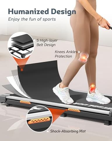 Elseluck Walking Pad, Under Desk Treadmill for Home Office, 2 in 1 Portable Walking Pad Treadmill with Remote Control, Walking Jogging Machine in LED Display - Image 5