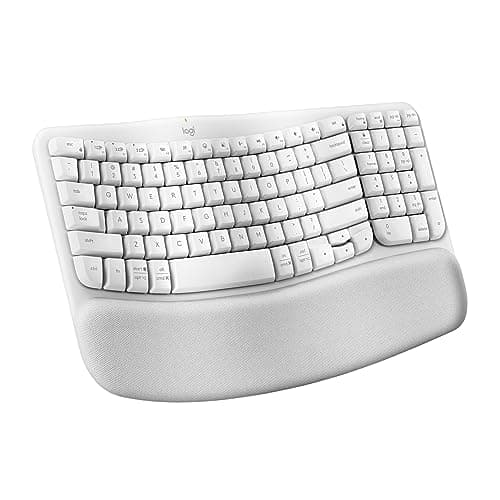Logitech Wave Keys Wireless Ergonomic Keyboard with Cushioned Palm Rest, Comfortable Natural Typing, Easy-Switch, Bluetooth, Logi Bolt Receiver, for Multi-OS, Windows/Mac - Off White - Image 1