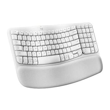 Logitech Wave Keys Wireless Ergonomic Keyboard with Cushioned Palm Rest, Comfortable Natural Typing, Easy-Switch, Bluetooth, Logi Bolt Receiver, for Multi-OS, Windows/Mac - Off White - Image 1