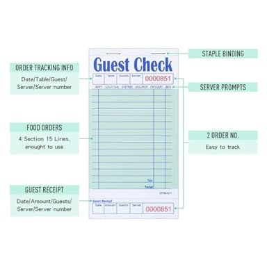 DGBDPACK 6 Guest Checks for Servers, Server Note Pads, Waiter Checkbook, Waitress Notepad for Restaurants, 50 Sheets/Pack, 300 Total Tickets,Thin Paper Checks - Image 4