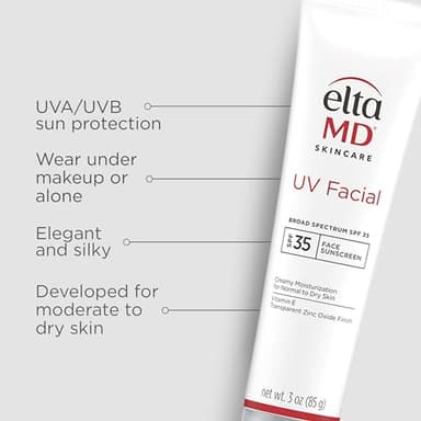 EltaMD UV Facial Sunscreen, SPF 35 Moisturizing Sunscreen for Face, Formulated with Hyaluronic Acid and Zinc Oxide Face Moisturizer, 3.0 oz Tube - Image 3