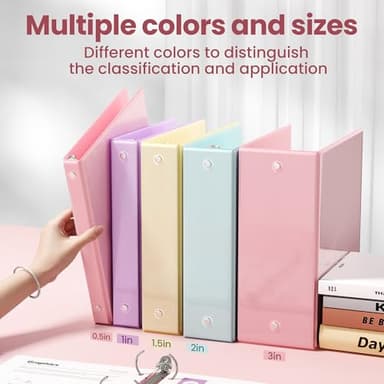 SUNEE 3 Ring Binder 1 Inch 4 Pack, Clear View 1" Binders Three Ring PVC-Free (Fit 8.5x11 Inches) for School or Office Supplies, Assorted Pastel - Image 5
