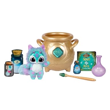 Magic Mixies - Magical Real Misting Gold Cauldron with 8 Inch Non-Electronic Plush Toy. Follow The Spell Book Add The Magic Ingredients. Who Will You Magically Create? - Image 1