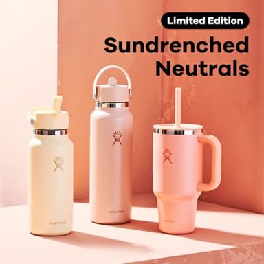 Hydro Flask Water Bottle - Insulated Stainless Steel - Wide Mouth Flex Straw Lid, Non Spill, Leakproof and Refillable in 32 Oz Sunglow - Image 4