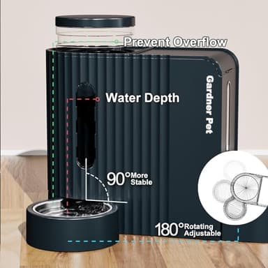 Gardner Pet Automatic Gravity Food Feeder and Water Dispenser, 1.8 Gallons*2 Stainless Steel Two-in-One Set Large Capacity Dispenser for Pets Dogs, Puppies, Kittens (Dark Blue) - Image 5