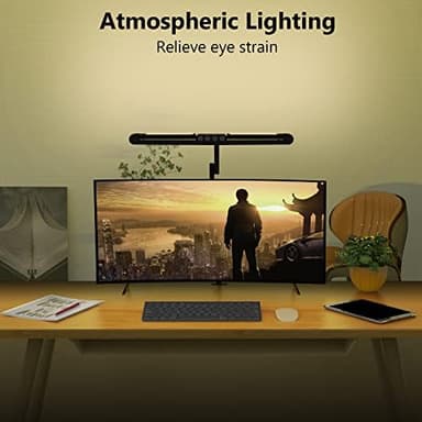 Micomlan Led Desk Lamp with Clamp, Architect Desk Lamp for Home Office with Atmosphere Lighting, 24W Ultra Bright Auto Dimming Computer Light Stepless Dimming and Tempering LED Table Light - Image 4