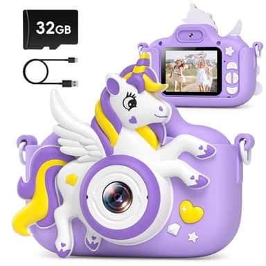 Kids Camera Toys Digital Camera for Kids, Christmas Birthday Gifts for Girls Age 3-12, Selfie 1080P HD Video Digital Camera for 3 4 5 6 7 8 9 10 Year Old Girls with 32GB SD Card - Image 1