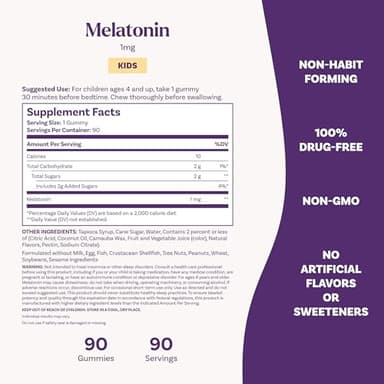 Natrol Kids Melatonin Gummies 1mg, Children's Melatonin for Restful Sleep, 90 Raspberry-Flavored Sleep Gummies, 90 Day Supply - Image 6