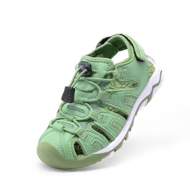 DREAM PAIRS Boys Girls Summer Outdoor Athletic Sport Sandals Walking Hiking Hook and Loop Adjustable Multicolor for Toddler/Little/Big Kids,Size 1 Little Kid,Green,160912-K - Image 1