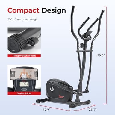 Sunny Health & Fitness Smart Elliptical Machine, Total Body Cross Trainer with Hyper-Quiet Magnetic Belt Drive, Low Impact Exercise Equipment and Exclusive SunnyFit App Enhanced Bluetooth - Image 6