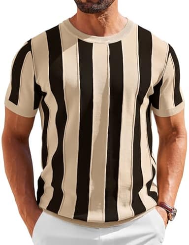 COOFANDY Mens Casual Shirts Crew Neck Dress Tshirts for Men Dress Sweater Knit Shirt - Image 1