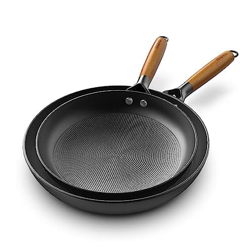 imarku Frying Pan Set - 10 &12inch Pot Set with Removable Handle Honeycomb Cast Iron Skillets, Large Frying Pans Nonstick Dishwasher Safe, Oven Safe Kitchen Pans for Cooking, Best Gifts for Women/Men - Image 1