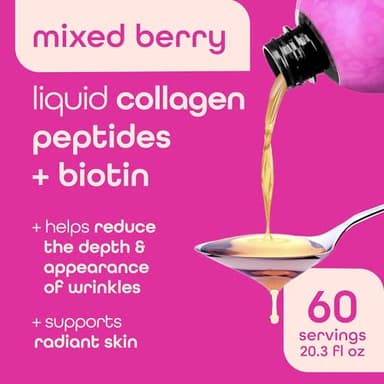 Zena Nutrition Liquid Collagen Peptides and Biotin, 2500mg Verisol Bioactive Collagen Peptides, 5000mcg Biotin, Hair, Skin, Nail Supplement for Women and Men, Mixed Berry, 60 Servings, 20.3 fl oz - Image 2