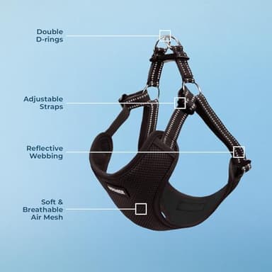 Best Pet Supplies Voyager Adjustable Dog Vest Harness Breathable No Pull Harness for Small, Medium, Large Dogs, Harness for Walking, Jogging, Easy Step-in, Reflective Stripes - Black, M - Image 3