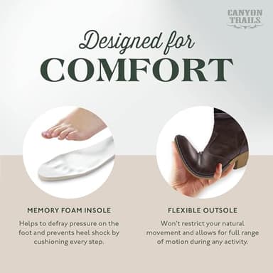 Canyon Trails Western Cowboy Boots for Women - Durable Stack Heel and Ankle Style Cowgirl Boots - Comfortable Faux Leather Teen Girls & Women's Ankle Booties (Dark Brown - Scrunch - 8) - Image 3