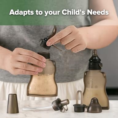 haakaa Reusable Baby Food Pouches Refillable Baby Squeeze Silicone Yummy Pouch, Soft Reusable Squeeze Storage Food Pouch for Kids Toddler,Home Made Food Puree,Smoothie Pouch Bag, 4oz, 4 Pack,6m+ - Image 2