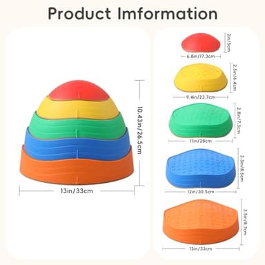 CINDALOG Stepping Stones for Kids, 5pcs Durable Non-Slip Plastic Balance Stones, Promoting Children's Coordination Skills Sensory Play Equipment for Toddlers - Image 7