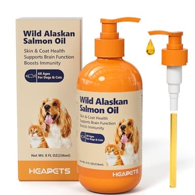Wild Alaskan Salmon Oil for Dogs & Cats, Fish Oil Omega 3 Supplements with EPA & DHA for Skin & Coat, Immune, Brain, Joint and Heart Health, Dog & Cat Fish Oil Supplements with Pump- 8 oz - Image 1