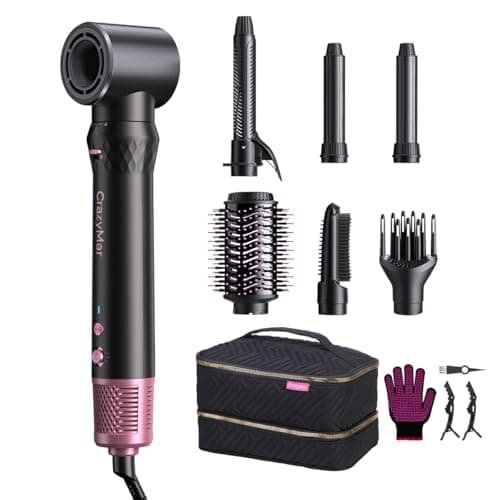 7-in-1 Hair Dryer Brush & Hair Styler, Fast Drying Blow Dryer & Curling StylingTool, Hot Air Styler No Heat Damage, Powerful Multi-Styler for Curling Volumizing Straightening Styling (Blush Pink) - Image 1