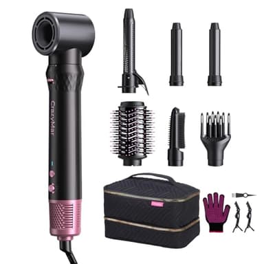 7-in-1 Hair Dryer Brush & Hair Styler, Fast Drying Blow Dryer & Curling StylingTool, Hot Air Styler No Heat Damage, Powerful Multi-Styler for Curling Volumizing Straightening Styling (Blush Pink) - Image 1
