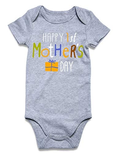 UNICOMIDEA Mother's Day Newborn Outfits Short Sleeves Funny Baby Bodysuit 0-3 Months Baby Boy's Clothing Happy 1st Mother's Day Romper Casual Infant Girls Playsuit - Image 1