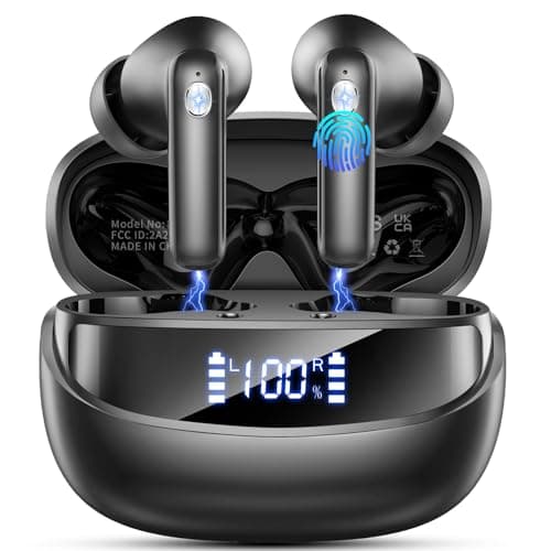 Wireless Earbuds, Bluetooth 5.4 Headphones with 4 ENC Noise Cancelling Mic, 45Hrs Playtime in Ear Earbuds HiFi Stereo Deep Bass, Bluetooth Earphones IP7 Waterproof, Wireless Headphones for Android iOS