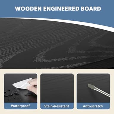 DUMOS TV Stand for 55 60 inch TV, Entertainment Center with Storage Cabinet, Mid Century Modern Media Console Table, Adjustable Hinge, Wooden Television Furniture for Living Room, Office - Black - Image 5