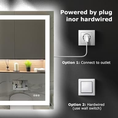 Hivone 40X36 LED Bathroom Mirror with Lights, Anti-Fog, Dimmable, Backlit + Front Lit, Smart Bathroom Vanity Mirror, Memory Function, Shatterproof, Tempered Glass (Horizontal/Vertical) - Image 4