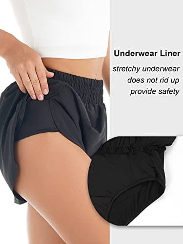 Blooming Jelly Womens Quick-Dry Running Shorts Sport Athletic Active Workout Shorts with Pockets 1.75" (Large, Black) - Image 2