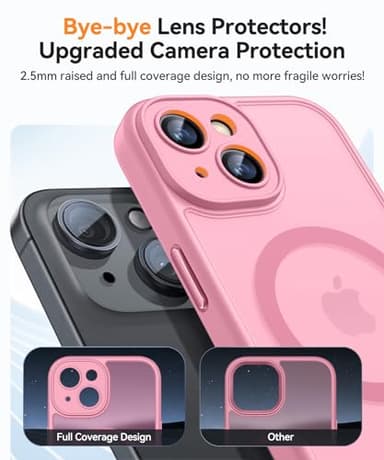 CANSHN Magnetic for iPhone 15 Case, Upgraded [Full Camera Protection] [Compatible with Magsafe] [Translucent Matte] Shockproof Protective Phone Case for iPhone 15 6.1" - Pink - Image 3