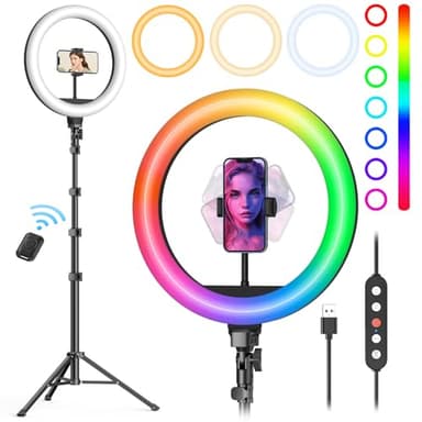 Weilisi 12'' Ring Light with Stand 72'' Tall & 2 Phone Holders,38 Color Modes Selfie Light with Tripod Stand, Big LED Ring Light for iPhone/Android/Camera,YouTube,Makeup - Image 9