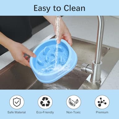 MateeyLife Small Slow Feeder Cat Bowls 2PCS, Anti-Choking Puzzle Cat Food Bowls, Anti-Slip Interactive Dog Feeding Slow Down Eating, Bloat Stop Maze Dishes Dog Feeder for Small Breeds 1 Cup - Image 7