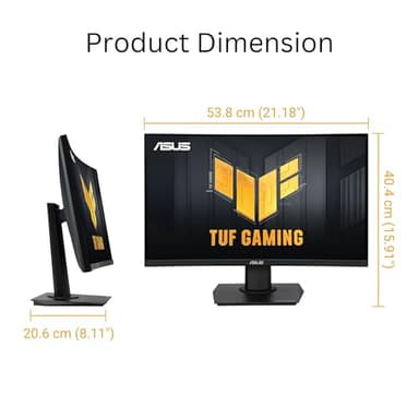 ASUS TUF Gaming 24” (23.6 inch viewable) Curved Monitor (VG24VQER) – FHD, 180Hz, 1ms, DCI-P3 90%, Extreme Low Motion Blur Sync, FreeSync, Shadow Boost, Eye Care, DisplayWidget Center, 3yr Warranty - Image 8
