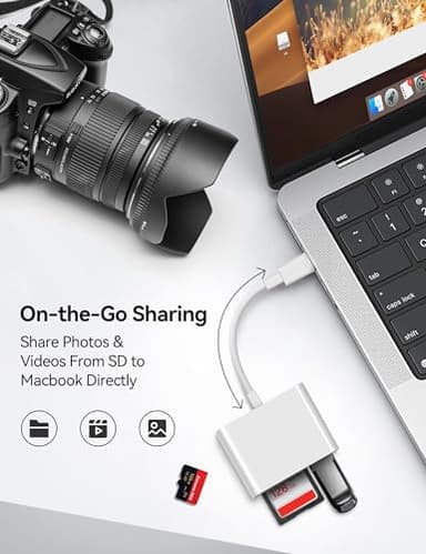 MujuDoler USB C SD Card Reader for iPhone 15 16 iPad Mac 3 in 1 USB-C Memory Trail Camera Card Adapter with Dual Slots & USB Port for Mac MacBook Pro/Air/Mini Android Laptop More USBC Typec Devices - Image 3