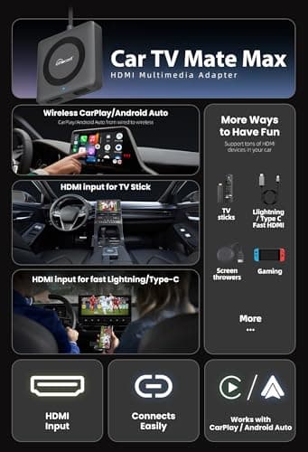 OTTOCAST 4 in 1 Car TV Mate Max & Wireless Carplay/Android Auto & Screen Mirroring Adapter for Apple iPhone Android Phone, HDMI Car TV Adapter, Watching Videos Movies on CarScreen - Image 3