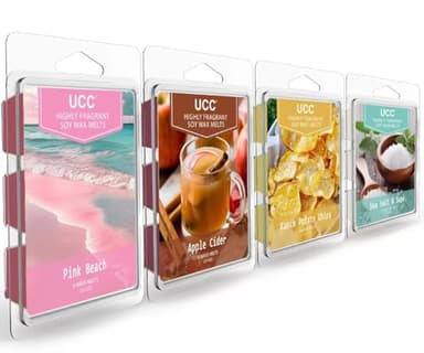 UCC Wax Melts with Strong Fragrance, Long Lasting Premium Plant Based Natural Soy Scented Melts Cubes, Wax Melts Tarts, Colored Wax Melt - 4 Pack - Image 1