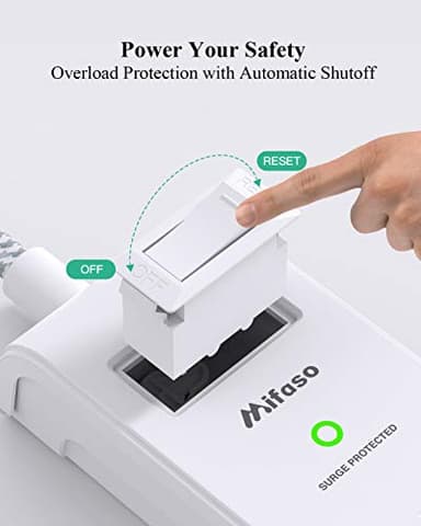 2 Pack Power Strip, 12FT Long Extension Cord, Surge Protector with 6 Outlets and 4 USB Ports (2 USB C), Flat Plug Overload Protection, Extension Cord 10+ ft, Wall Mount for Home Office Dorm College - Image 4