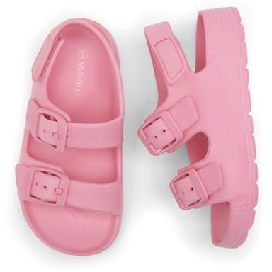 INMINPIN Toddler Boys Girls Buckle Sandals Comfort Open Toe Sandal with Adjustable Back Strap, Pink, 10 Toddler - Image 2